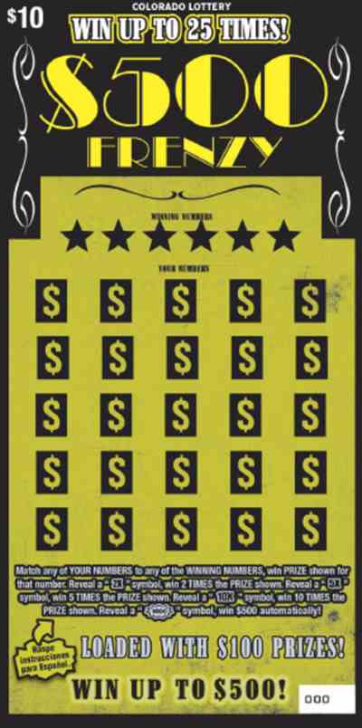 $500 Frenzy scratchcard - game number #363 - front