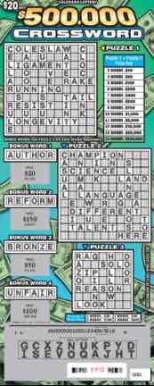 $500,000 Crossword scratchcard - game number #260 - front-scratched