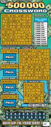 $500,000 Crossword scratchcard - game number #260 - front