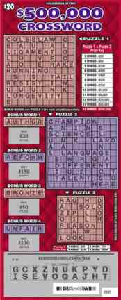 $500,000 Crossword scratchcard - game number #322 - front-scratched