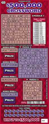 $500,000 Crossword scratchcard - game number #322 - front