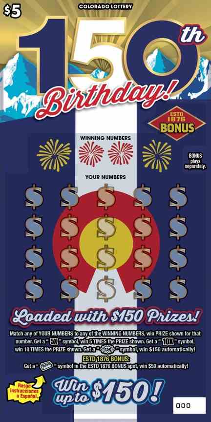 150Th Birthday! scratchcard - game number #2930 - front