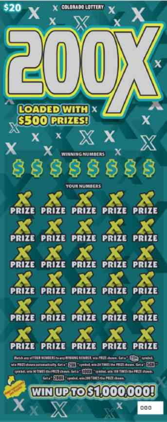 200X scratchcard - game number #375 - front
