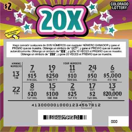 20X scratchcard - game number #2920 - front-scratched