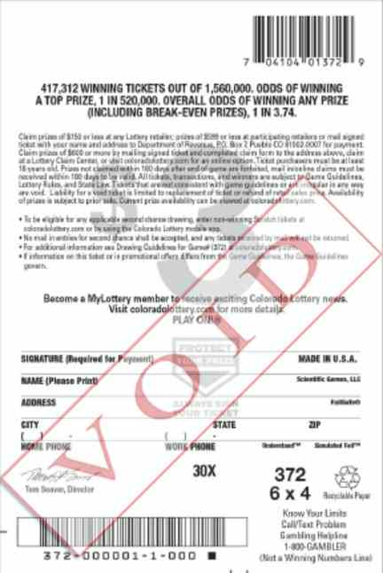 30X scratchcard - game number #2876 - back