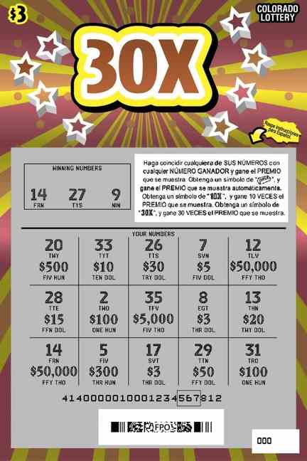30X scratchcard - game number #2921 - front-scratched