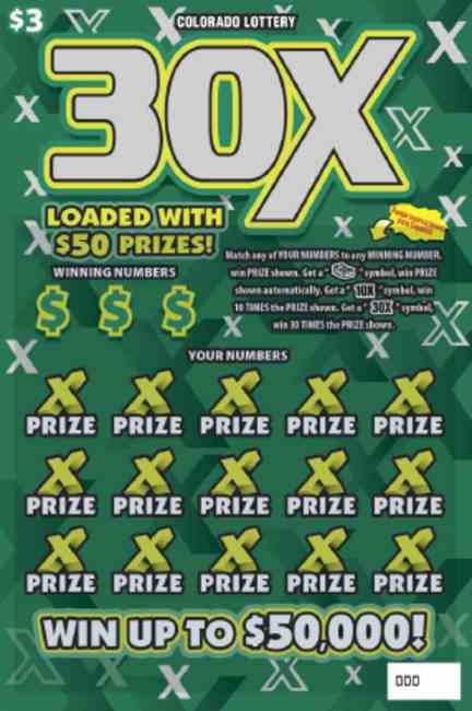 30X scratchcard - game number #372 - front