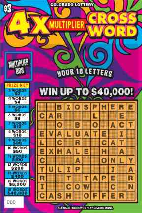 4X Multiplier Crossword scratchcard - game number #258 - front