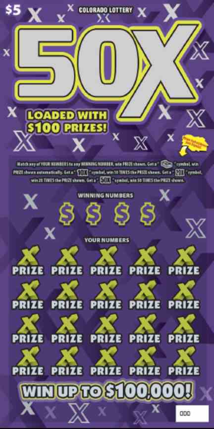 50X scratchcard - game number #2877 - front