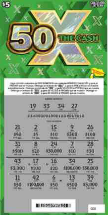 50X The Cash scratchcard - game number #234 - front-scratched