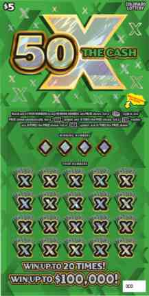 50X The Cash scratchcard - game number #234 - front