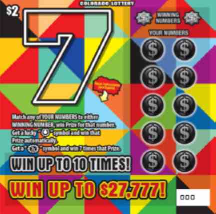 7s Series scratchcard - game number #186 - front