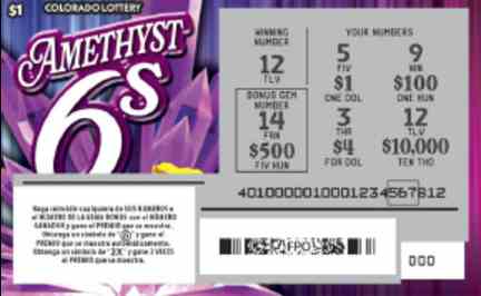 Amethyst 6S scratchcard - game number #2905 - front-scratched