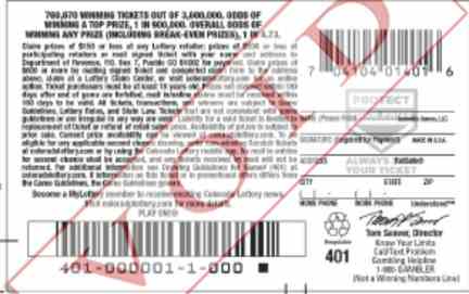 Amethyst 6S scratchcard - game number #401 - back