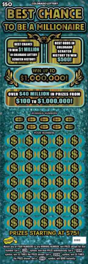 Best Chance To Be A Millionaire scratchcard - game number #2840 - front