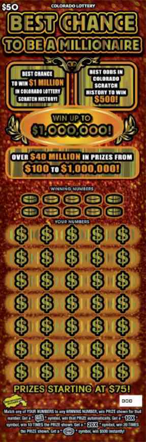 Best Chance To Be A Millionaire scratchcard - game number #2841 - front