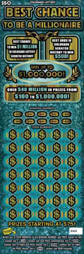 Best Chance To Be A Millionaire scratchcard - game number #2885 - front