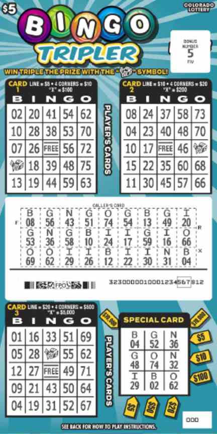 Bingo Tripler scratchcard - game number #2823 - front-scratched