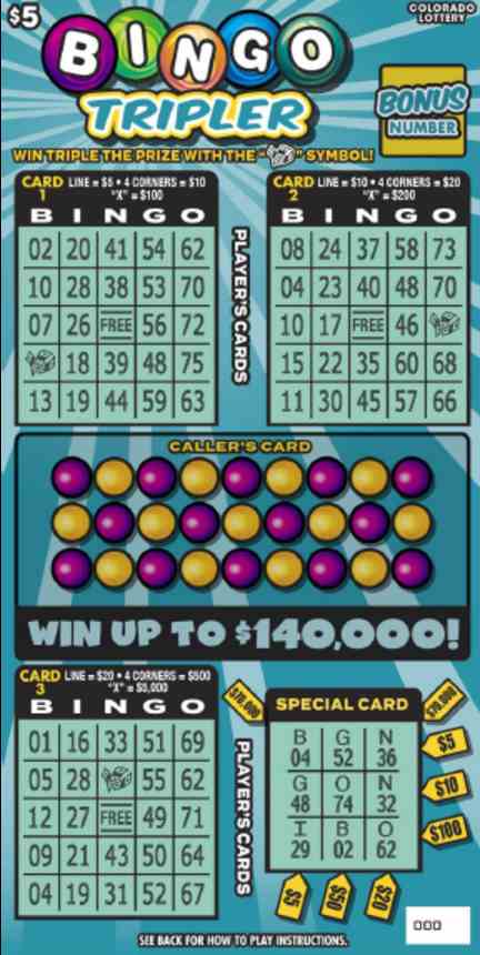 Bingo Tripler scratchcard - game number #2823 - front