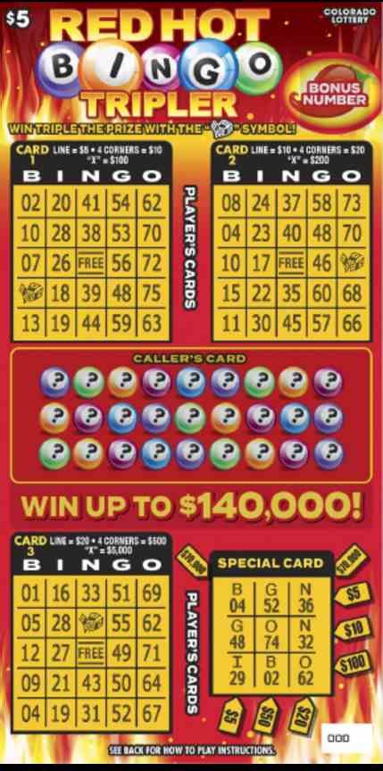 Bingo Tripler scratchcard - game number #2824 - front