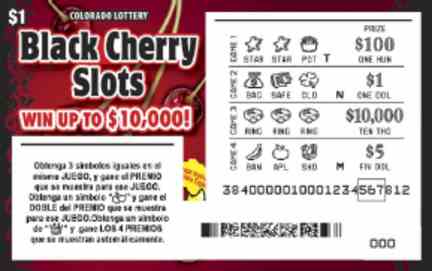 Black Cherry Slots scratchcard - game number #2888 - front-scratched