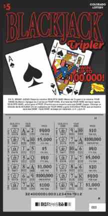 Blackjack Tripler scratchcard - game number #324 - front-scratched