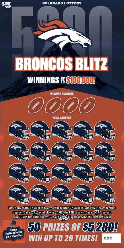 Broncos Blitz scratchcard - game number #2934 - front