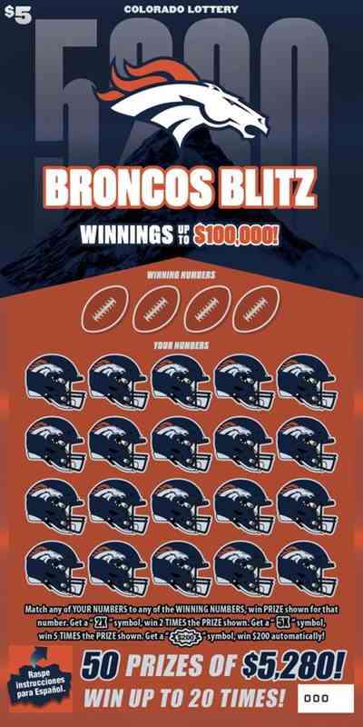 Broncos Blitz scratchcard - game number #2934 - front