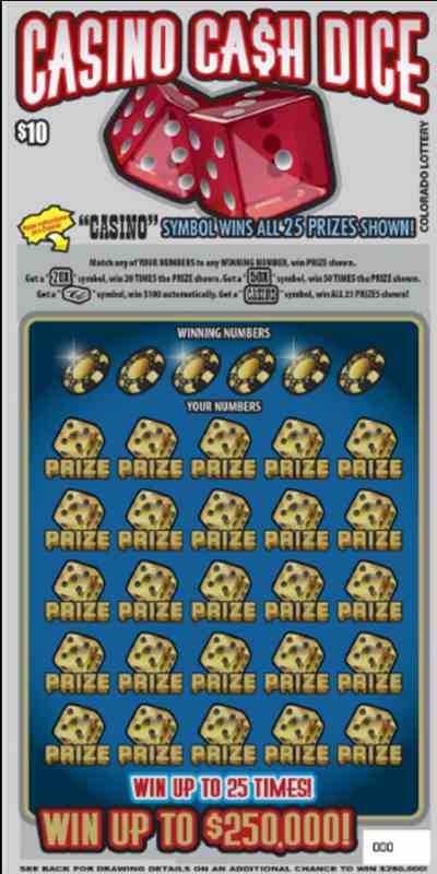 Casino Ca$H Dice scratchcard - game number #2774 - front