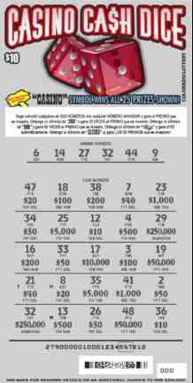 Casino Ca$h Dice scratchcard - game number #279 - front-scratched