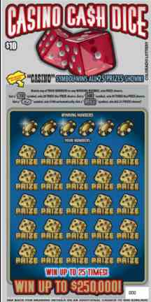 Casino Ca$h Dice scratchcard - game number #279 - front