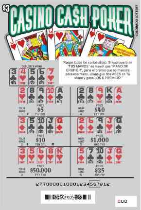 Casino Ca$h Poker scratchcard - game number #277 - front-scratched