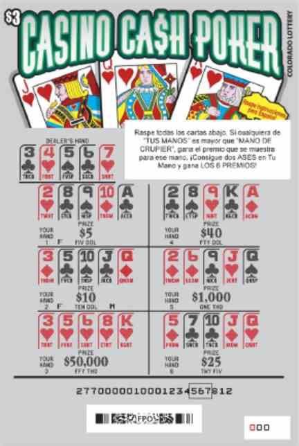Casino Ca$H Poker scratchcard - game number #2772 - front-scratched