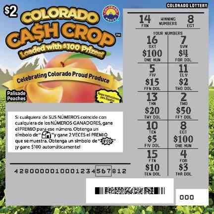 Colorado Ca$H Crop scratchcard - game number #2936 - front-scratched