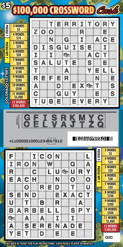 Crossword Cash scratchcard - game number #2928 - front-scratched