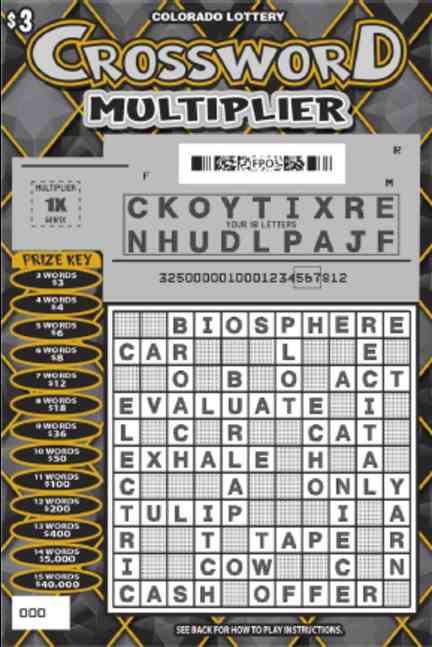 Crossword Multiplier scratchcard - game number #2827 - front-scratched