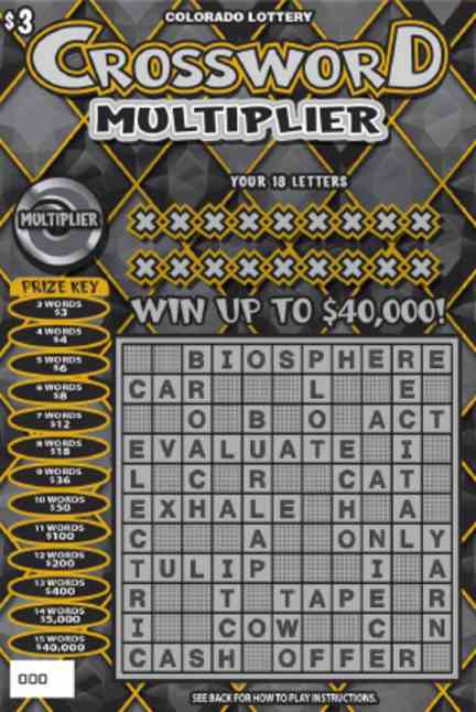 Crossword Multiplier scratchcard - game number #2827 - front