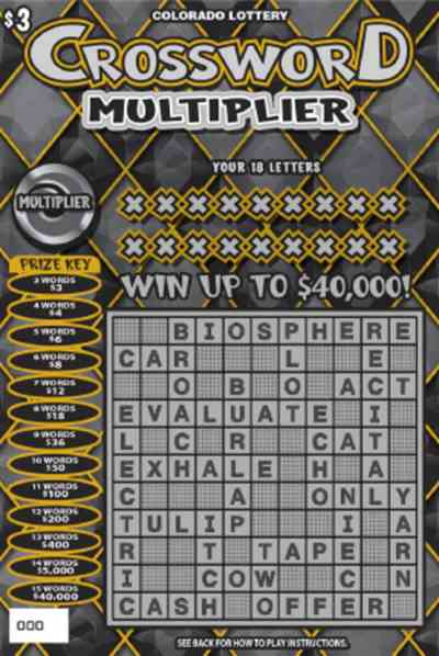 Crossword Multiplier scratchcard - game number #325 - front