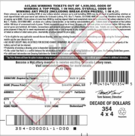 Decade Of Dollars scratchcard - game number #2861 - back