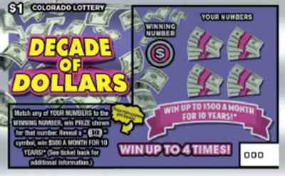 Decade Of Dollars scratchcard - game number #353 - front