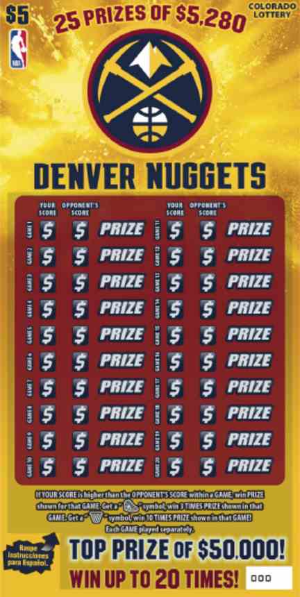 Denver Nuggets scratchcard - game number #2859 - front