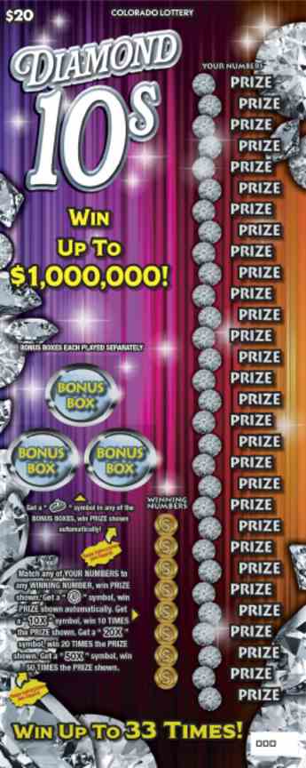 Diamond 10S scratchcard - game number #2909 - front