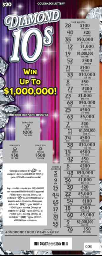 Diamond 10S scratchcard - game number #405 - front-scratched