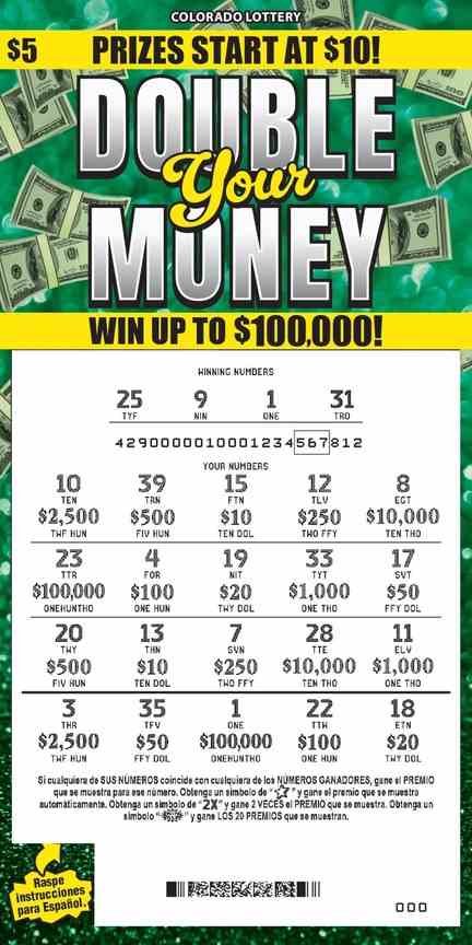 Double Your Money scratchcard - game number #2940 - front-scratched