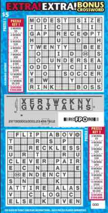 Extra! Extra! Bonus Crossword scratchcard - game number #287 - front-scratched