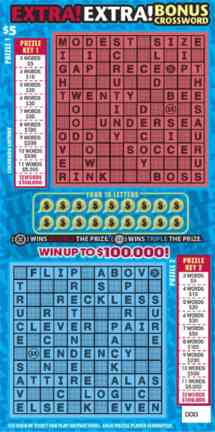 Extra! Extra! Bonus Crossword scratchcard - game number #287 - front