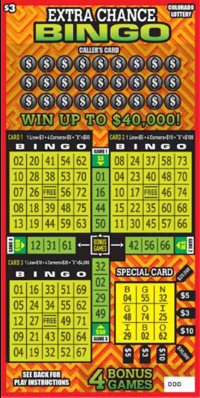 Extra Chance Bingo scratchcard - game number #269 - front