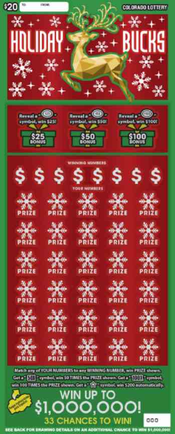 Holiday Bucks scratchcard - game number #303 - front