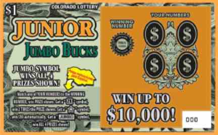 Junior Jumbo Bucks scratchcard - game number #249 - front