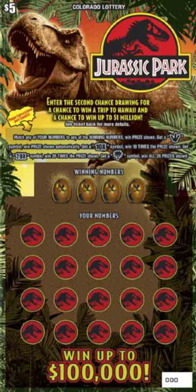 Jurassic Park scratchcard - game number #377 - front